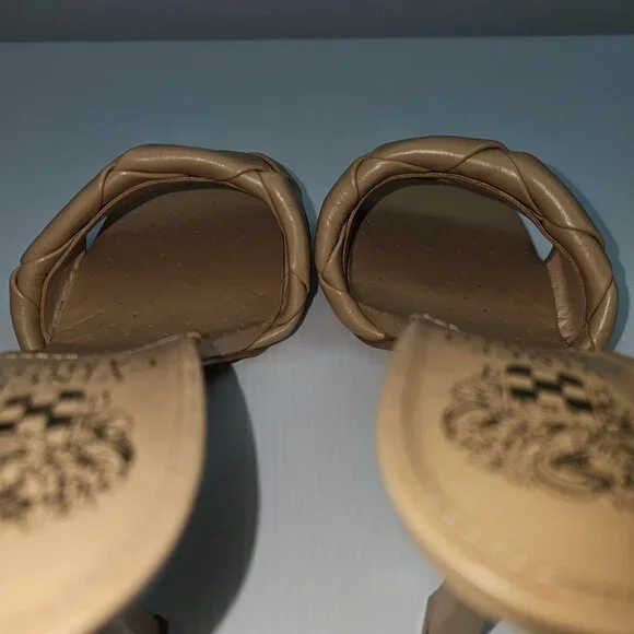 Vince Camuto Brelanie Braided Sandal Womens 8 Tan Woven Leather Mule Heels NEW - Picture 11 of 14